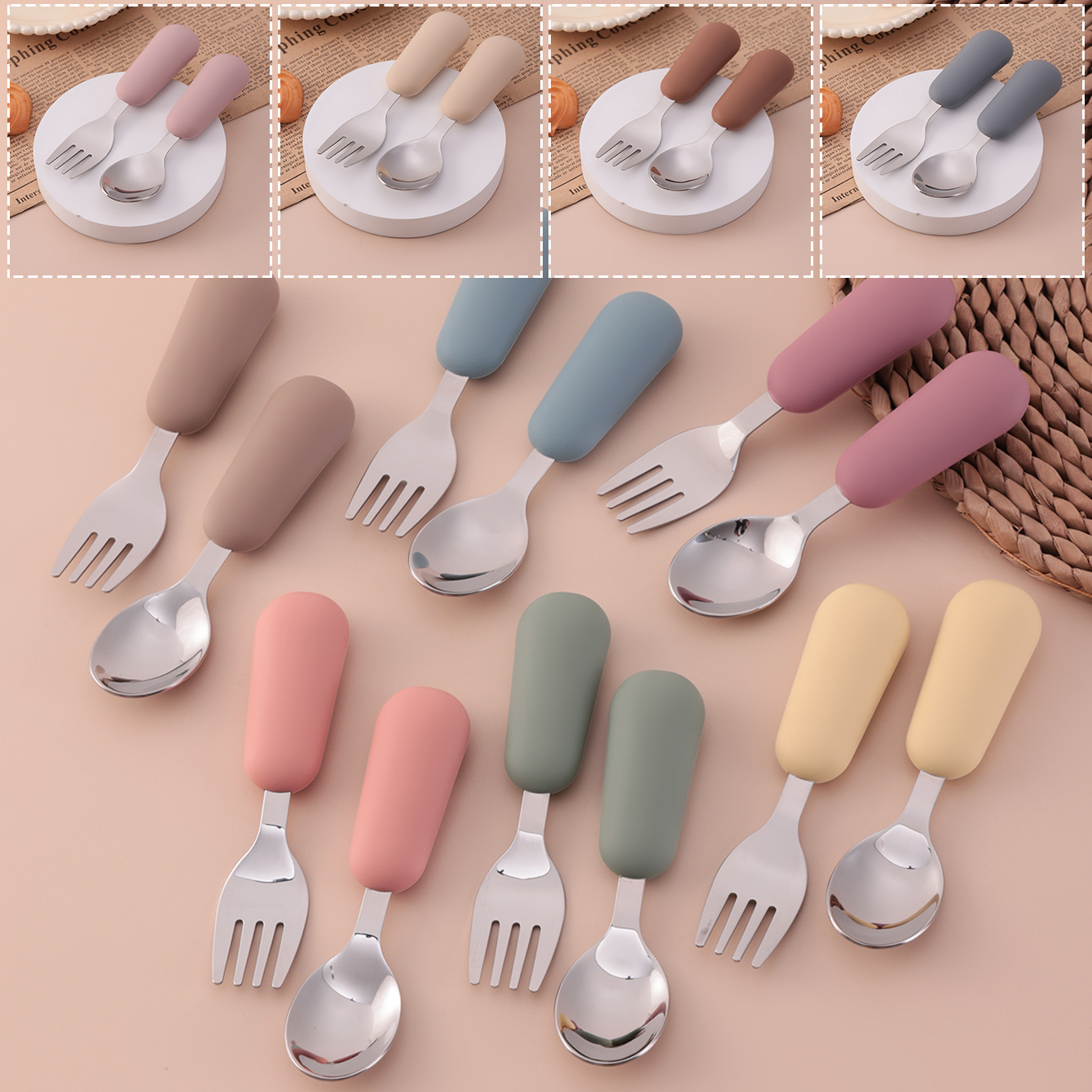 Baby Food Utensil - Color Kids 2PCS Stainless Steel Fork