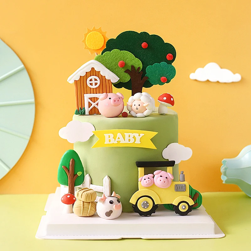 Baby Food Kids - Happy Birthday Cake Topper Farm Zoon