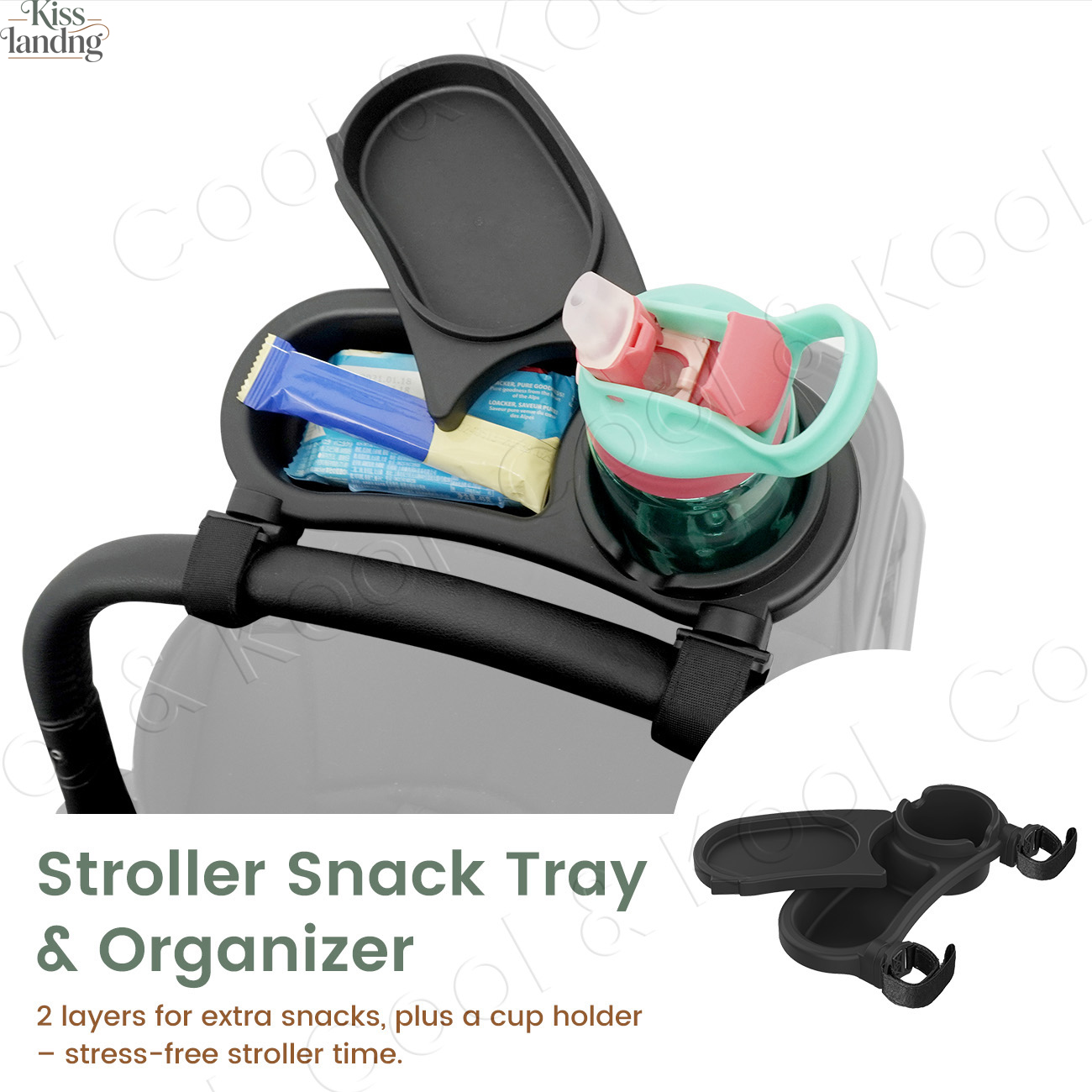 Snack Cup Toddler - Universal Stroller Snack Tray, Double-Layer Cup