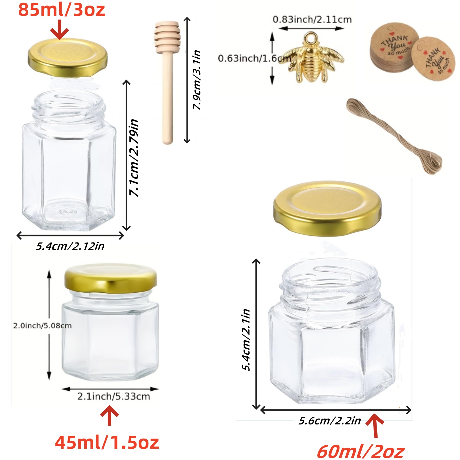 12/20/30/50/60Pcs-Mini Honey J - Baby Food Jars Glass recension och pris