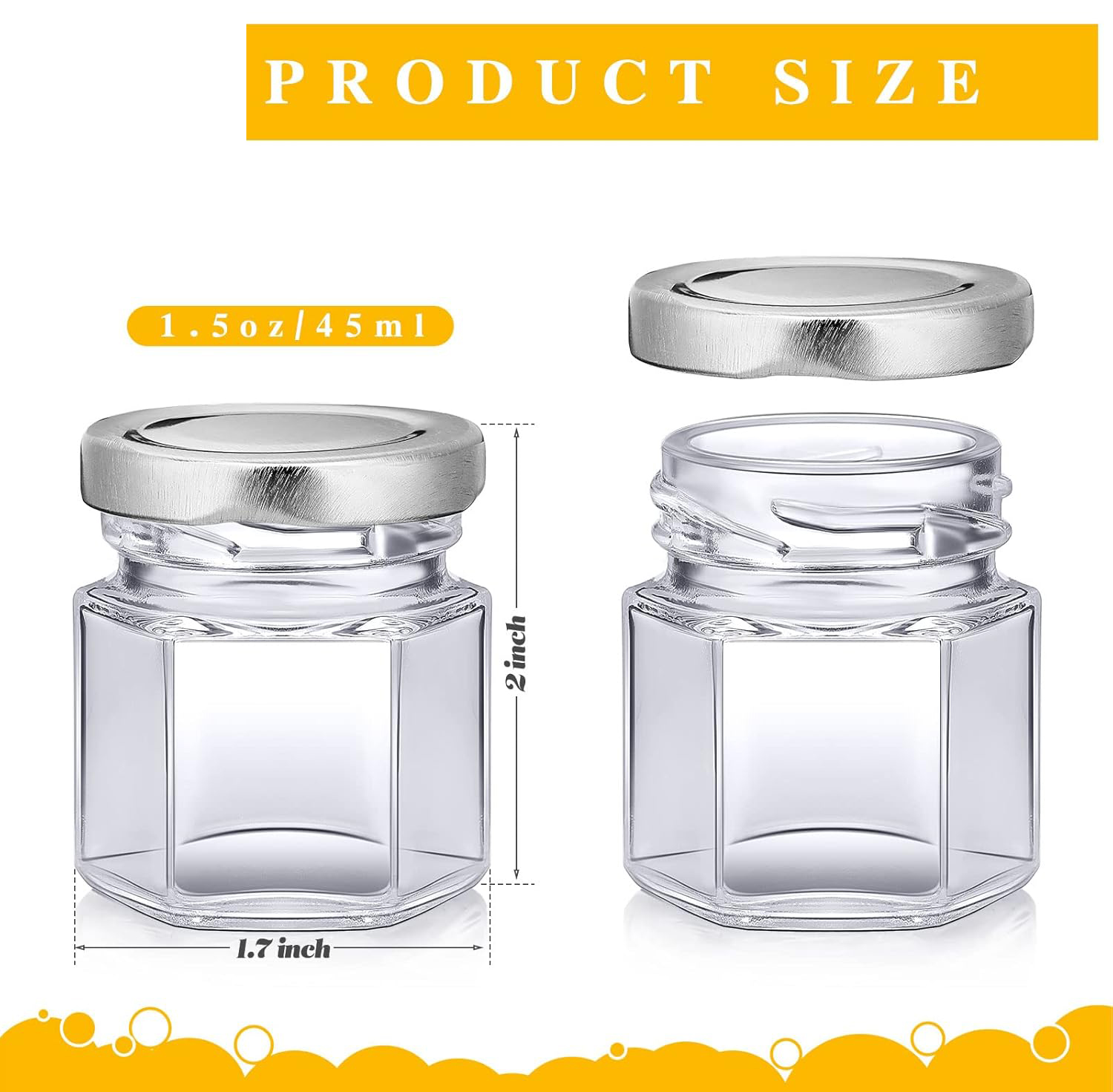 1.5oz Mini Hexagon Glass Jars  - Baby Food Jars Glass recension och pris