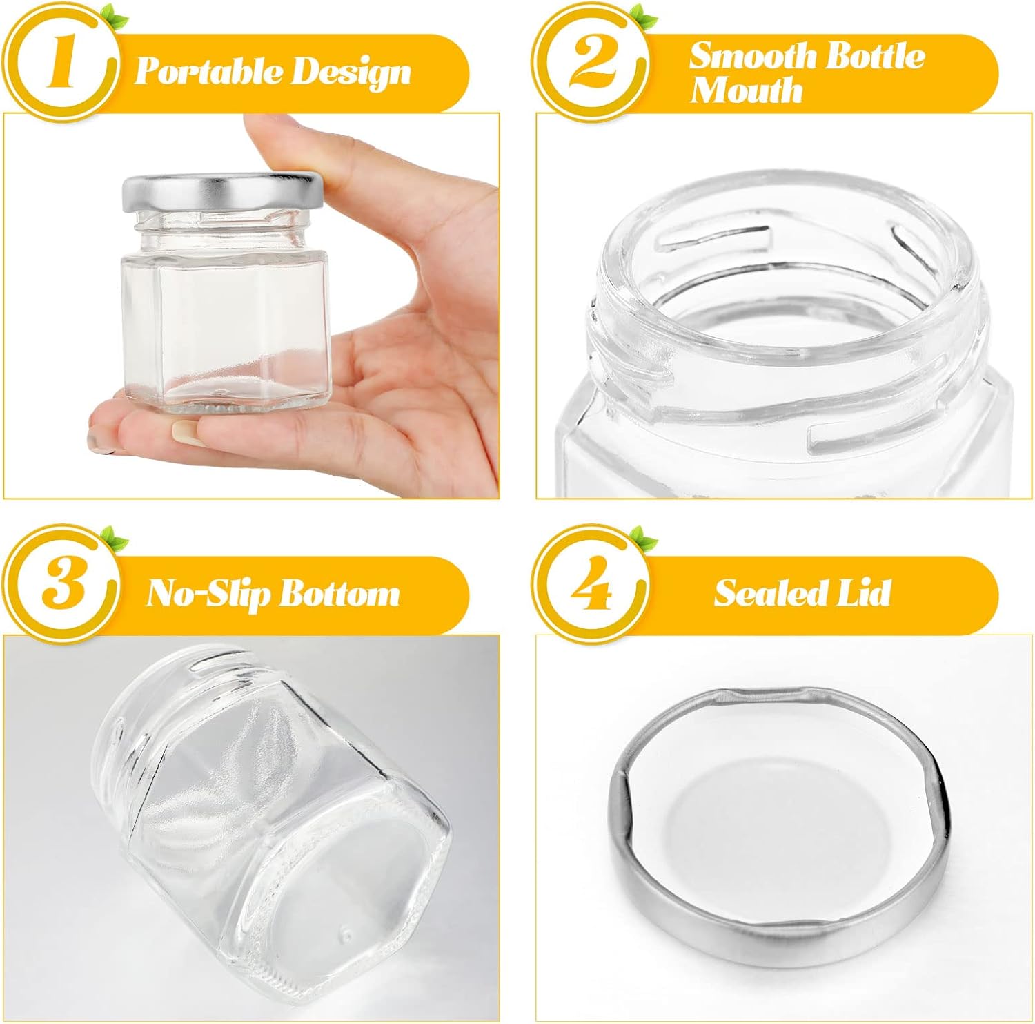 1.5oz Mini Hexagon Glass Jars  - Baby Food Jars Glass recension och pris
