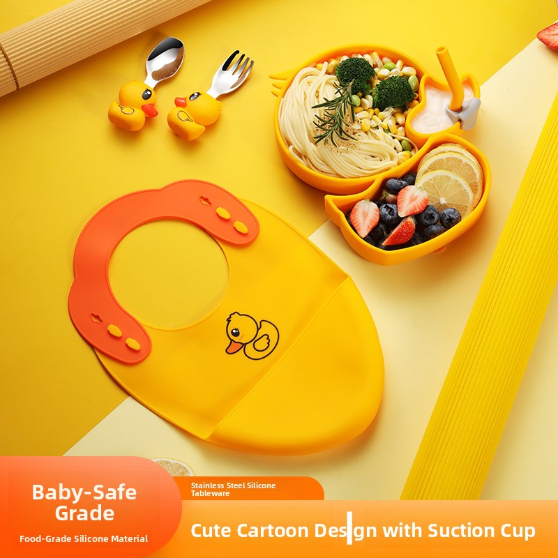 Yellow Duck Silicone Stainless - Baby Food Apron recension och pris