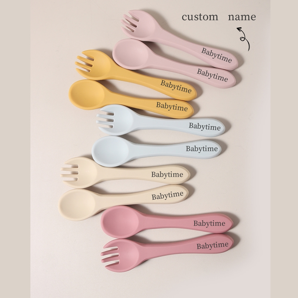 Custom Name 1 Pair Silicone Sp - Baby Food Utensil recension och pris